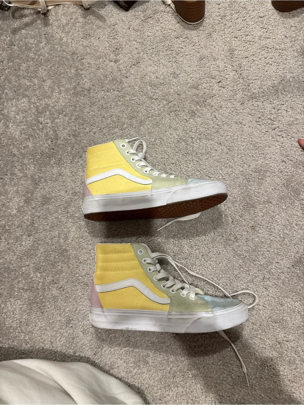 Vans High Top Sneakers in Yellow, Mint & Pink
